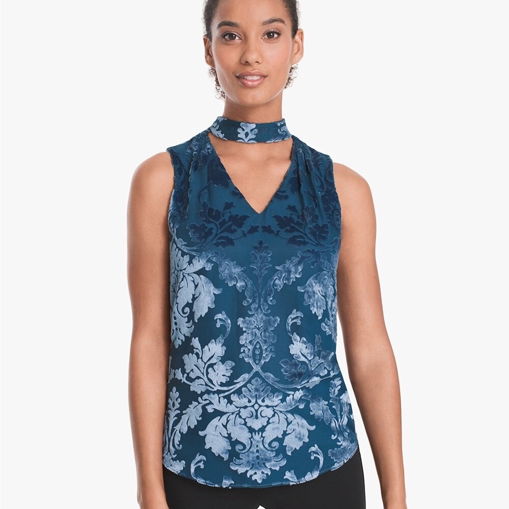 WHBM Salma Velvet Burnout Shell
